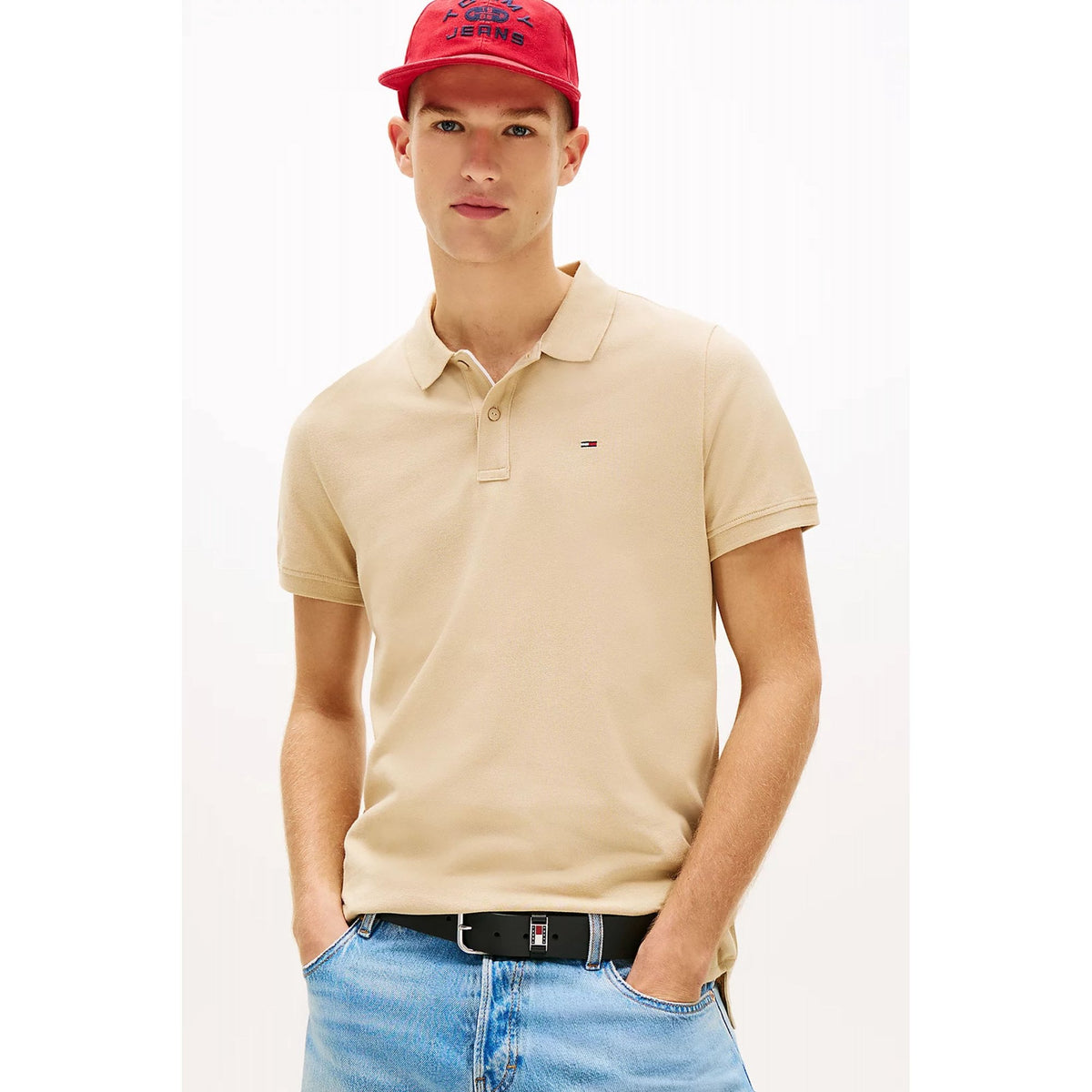 Tommy Jeans | DM20676 Slim Fit Small Flag Logo Cotton Piqué Polo T-Shirt