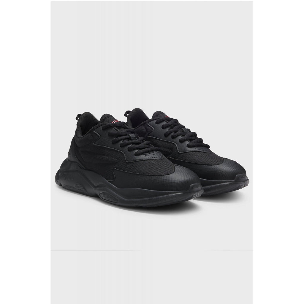 Hugo Boss | 50536960 Leon_Runn_cvpu_N Canvas Effect Fabric Trainers - Black
