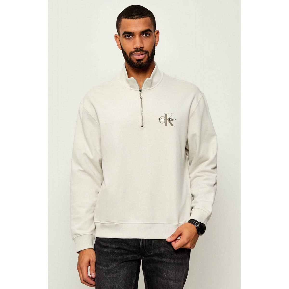 Calvin Klein Jeans | LV04RD244G Brand Logo 1/4 Quarter-Zip Sweat Top