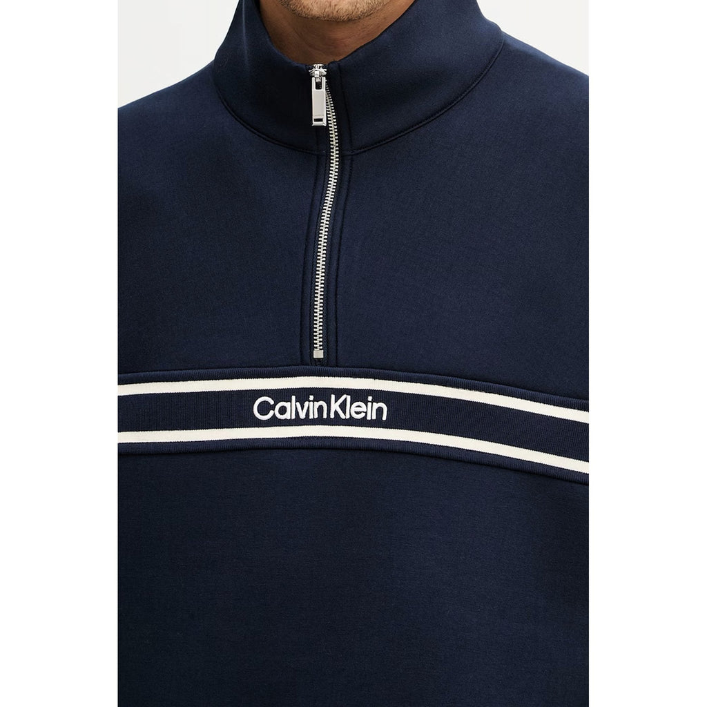 Calvin Klein Jeans | LV04RE221G Contrast Tape 1/4 Quarter-Zip Relaxed Fit Sweat Top - Dark Sapphire Navy