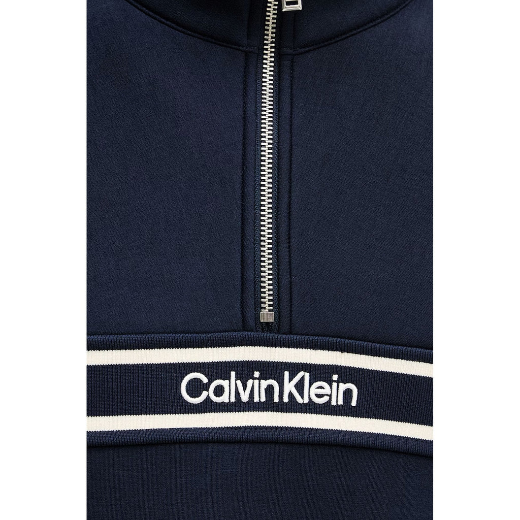 Calvin Klein Jeans | LV04RE221G Contrast Tape 1/4 Quarter-Zip Relaxed Fit Sweat Top - Dark Sapphire Navy