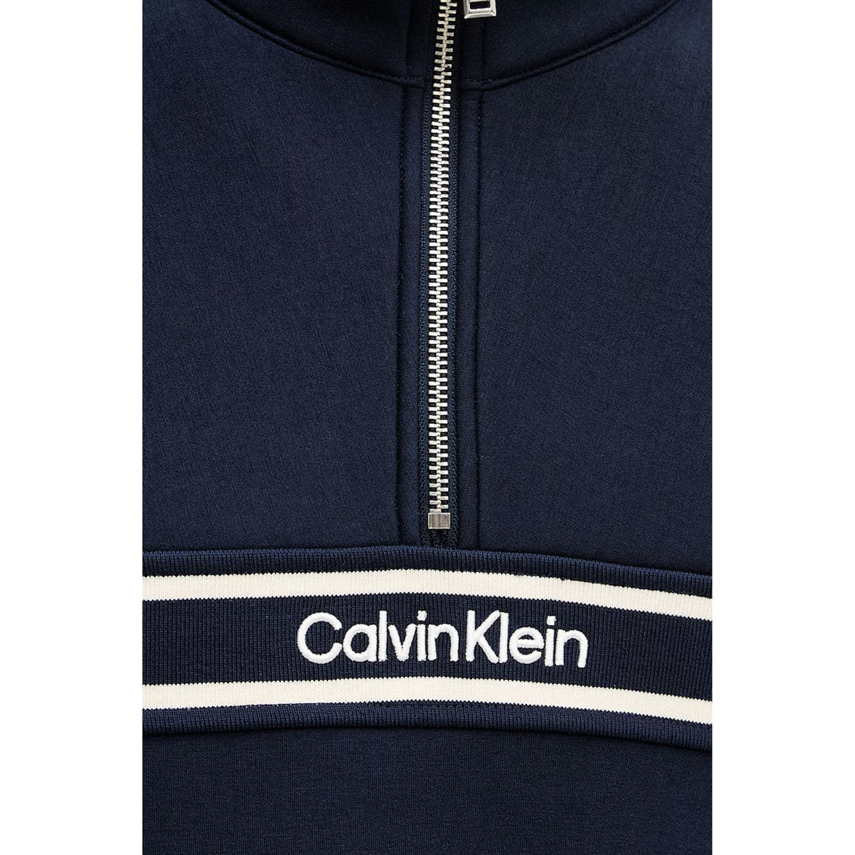 Calvin Klein Jeans | LV04RE221G Contrast Tape 1/4 Quarter-Zip Relaxed Fit Sweat Top - Dark Sapphire Navy