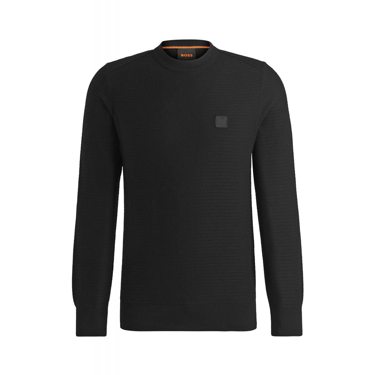 Hugo Boss 50527584 Anion_S Textured Knit Design Patch Logo Ribbed Crew Neck Jumper
