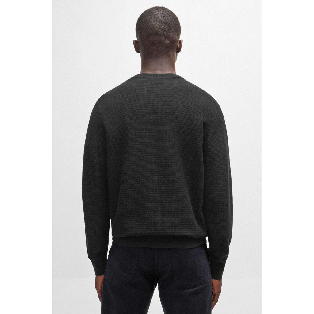 Hugo Boss 50527584 Anion_S Textured Knit Design Patch Logo Ribbed Crew Neck Jumper