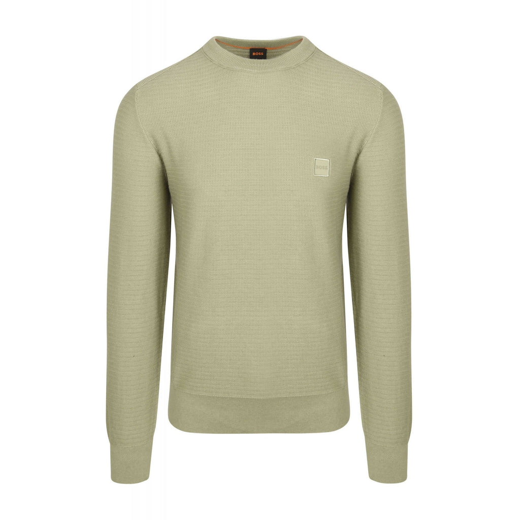 Hugo Boss 50527584 Anion_S Textured Knit Design Patch Logo Ribbed Crew Neck Jumper