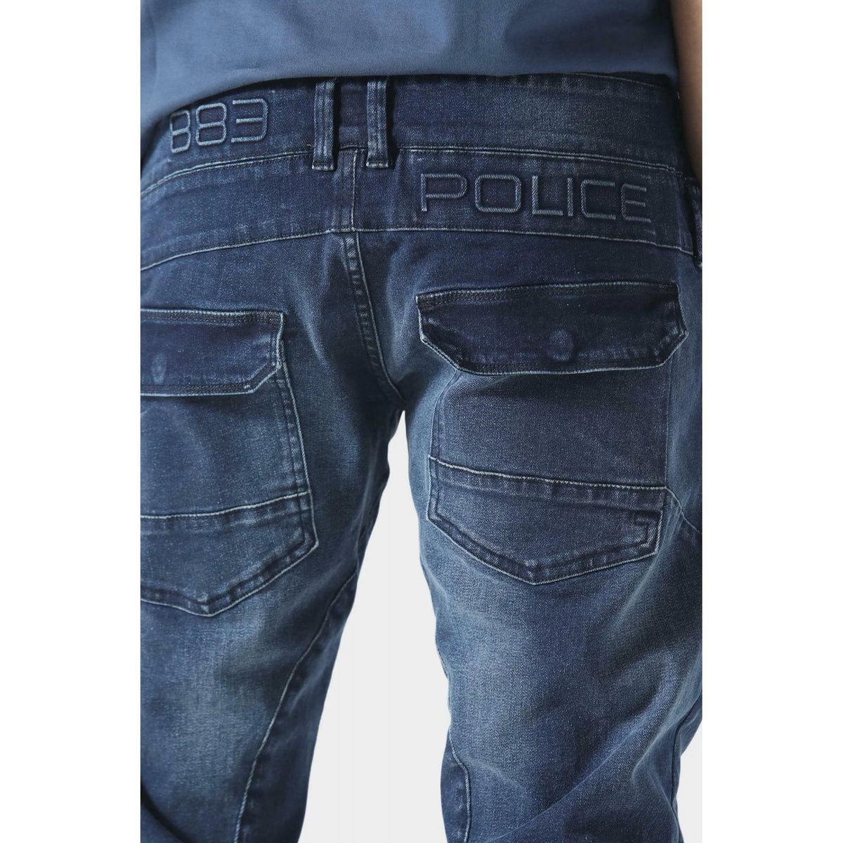 Police 1020 Kynos Stretch Curved Fit Denim Straight Jean - Blue Wash