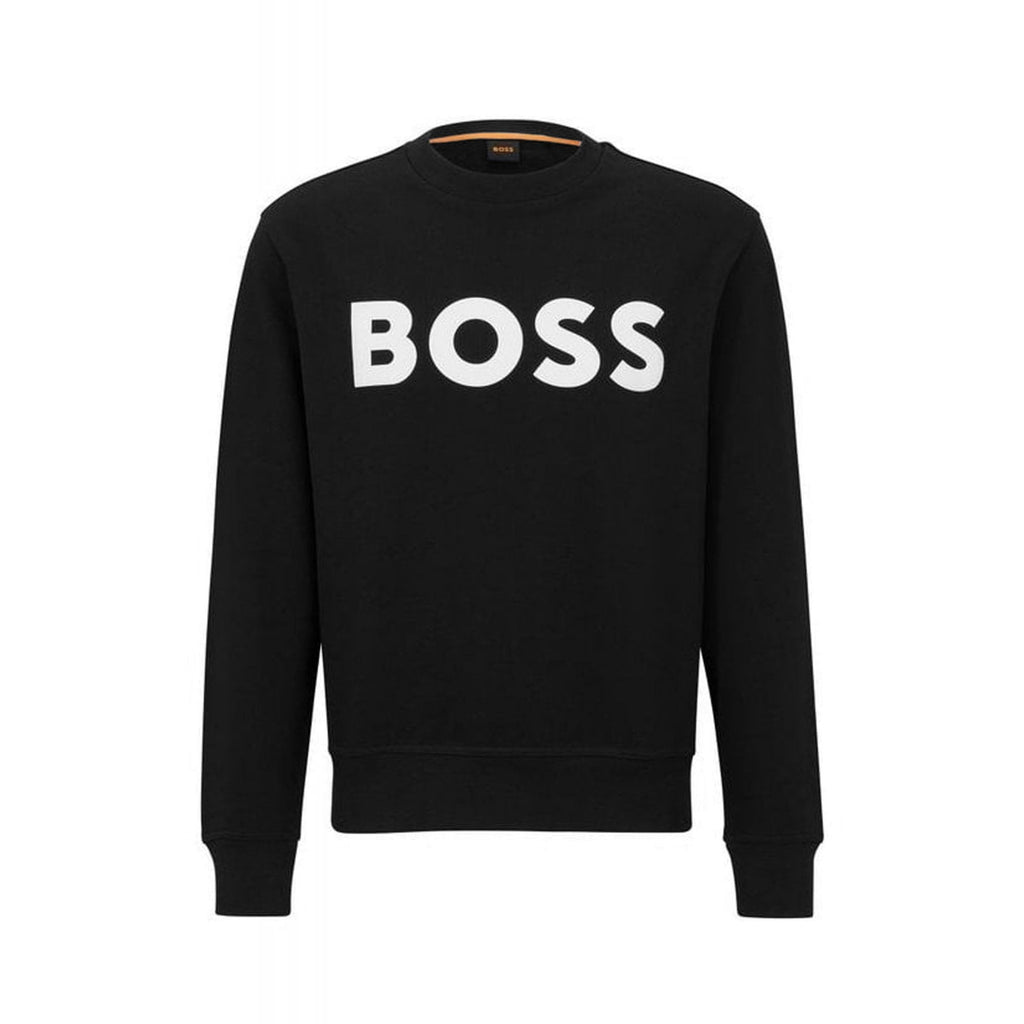 Boss 50487133 Basic BOSS White Logo Cotton Crew Sweat Top - Black