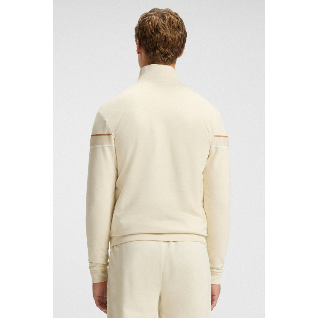 Boss 50550612 Iconic Tape Trim Cotton Terry Full Zip Track Top - Beige