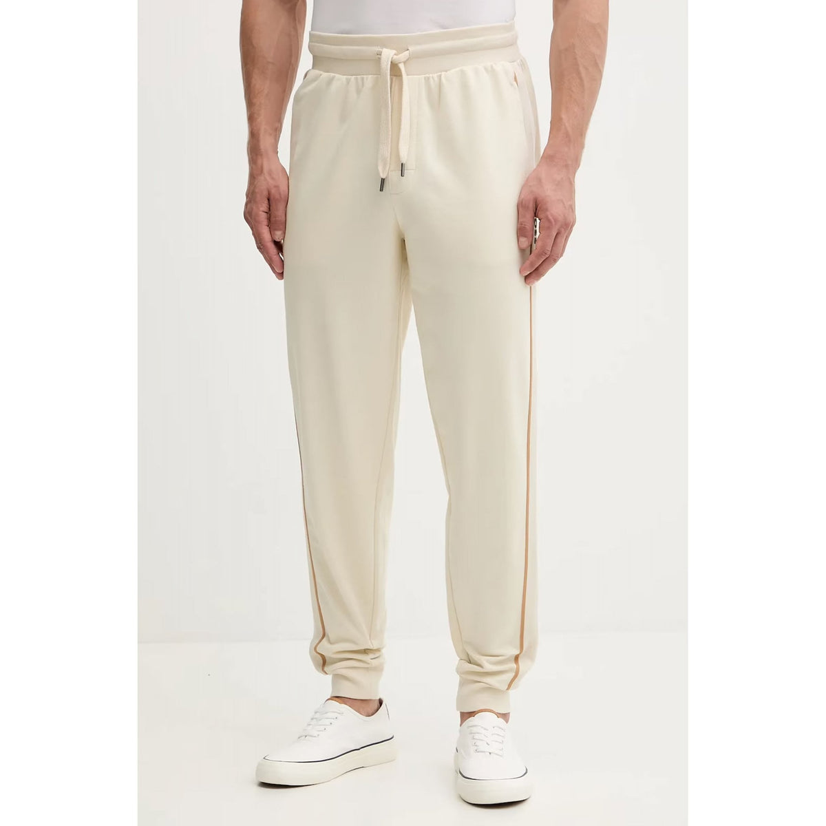 Boss 50550613 Iconic Tape Trim Cotton Terry Track Jogger - Beige