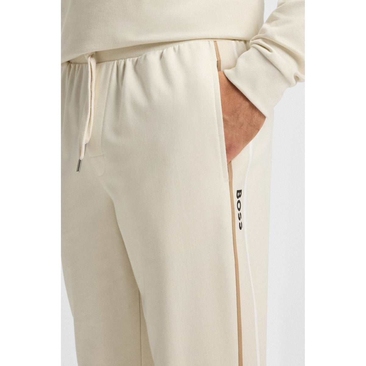 Boss 50550613 Iconic Tape Trim Cotton Terry Track Jogger - Beige