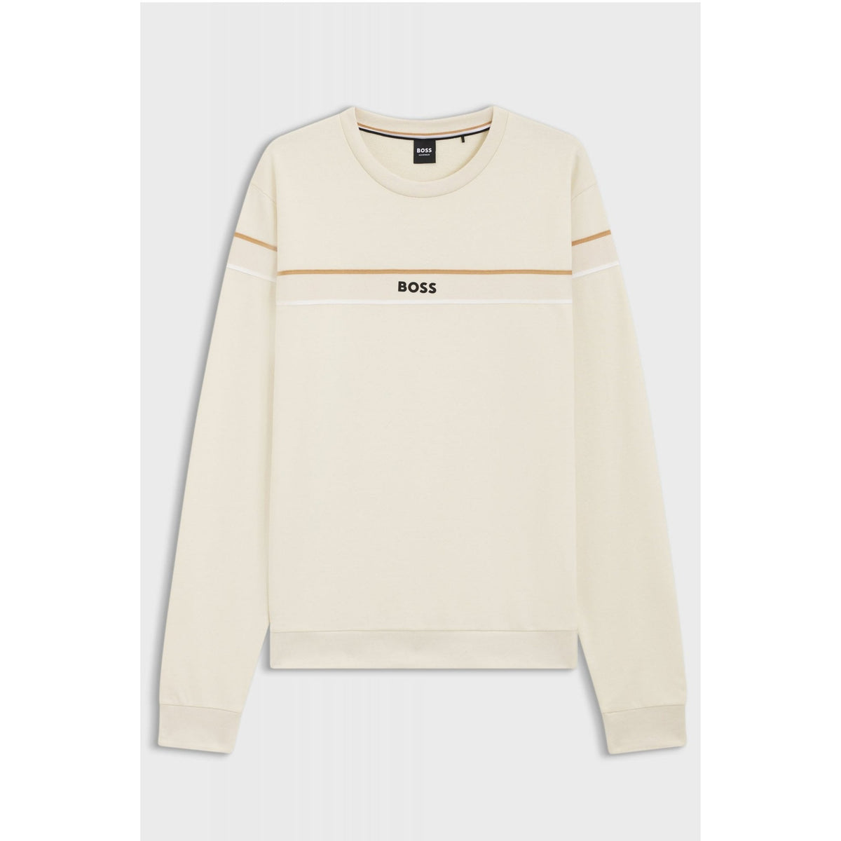 Boss 50545589 Iconic Tape Trim Cotton Terry Sweat Top - Beige