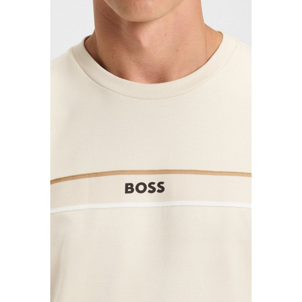 Boss 50545589 Iconic Tape Trim Cotton Terry Sweat Top - Beige