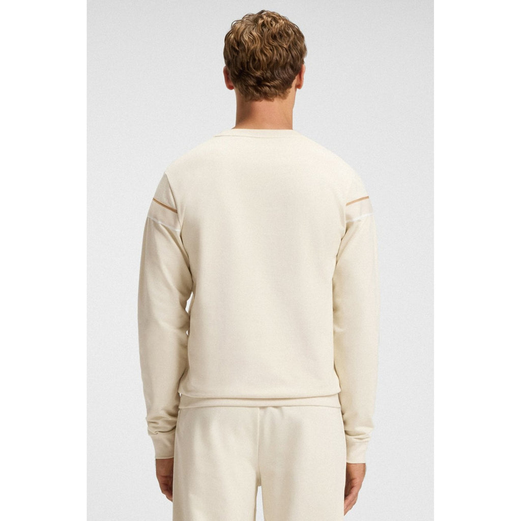 Boss 50545589 Iconic Tape Trim Cotton Terry Sweat Top - Beige