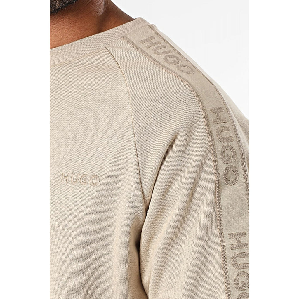Hugo Boss 50540909 Liam Contrast Signature Tape Crew Sweat Top - Beige