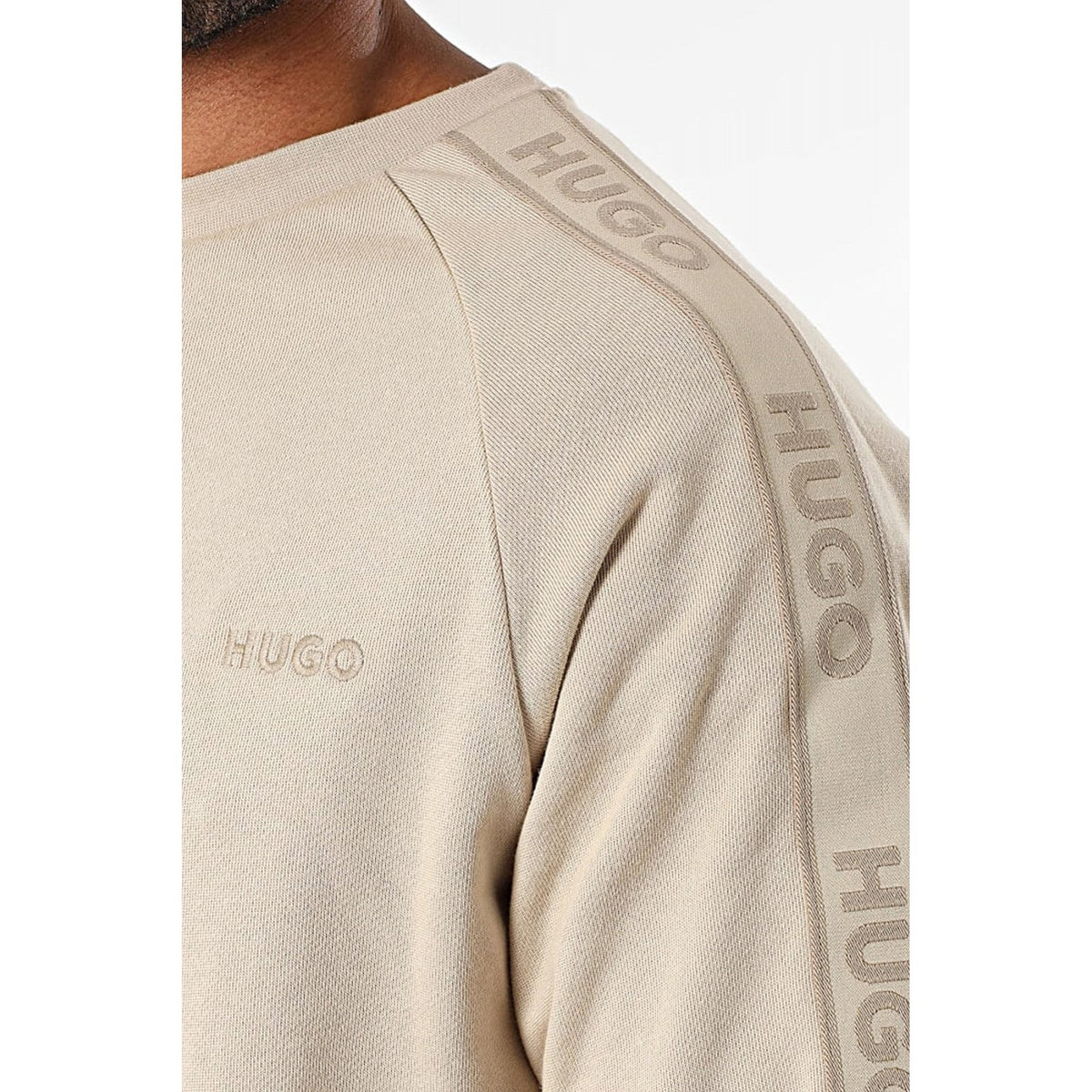 Hugo Boss 50540909 Liam Contrast Signature Tape Crew Sweat Top - Beige