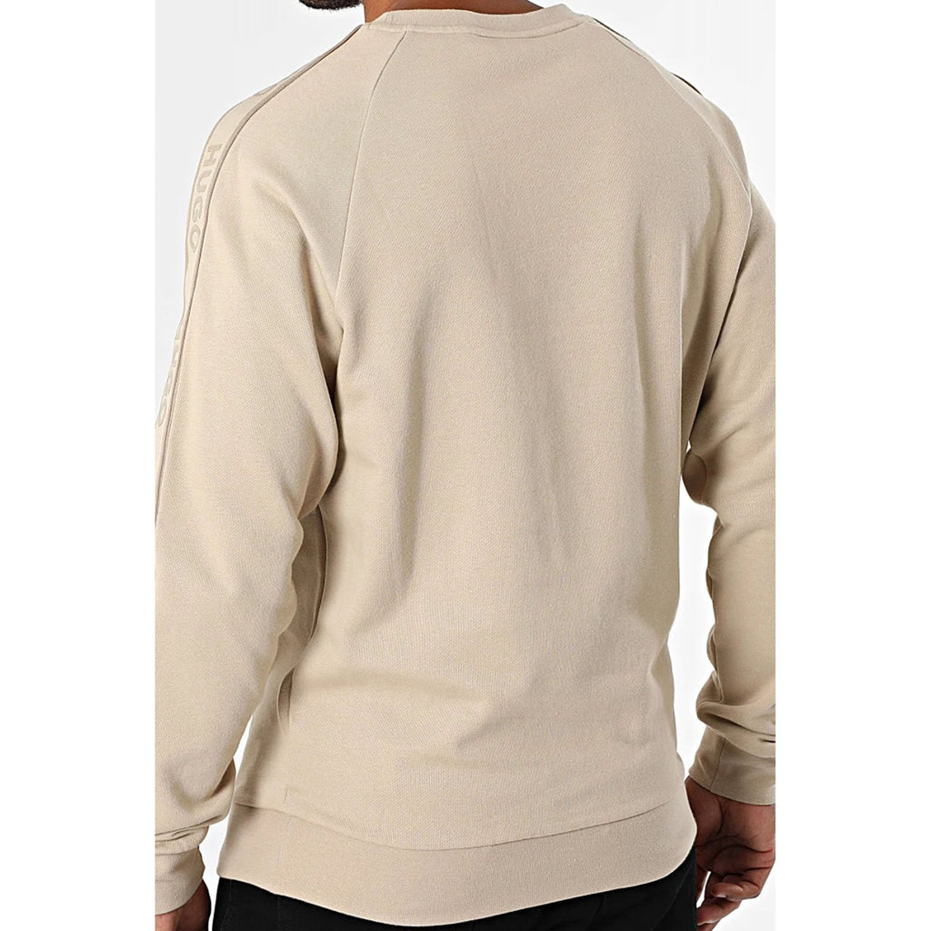 Hugo Boss 50540909 Liam Contrast Signature Tape Crew Sweat Top - Beige