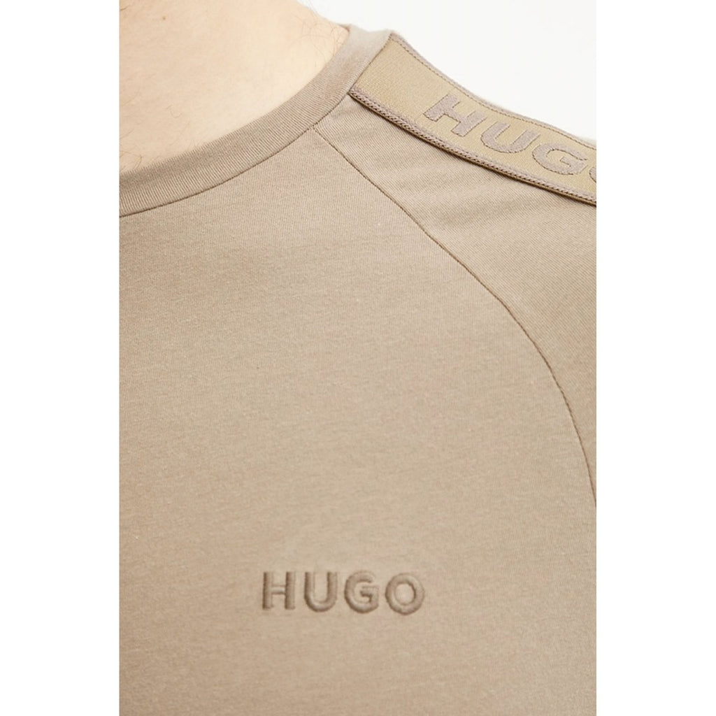 Hugo Boss 50540912 Liam Contrast Signature Tape Half Sleeve T-Shirt - Beige