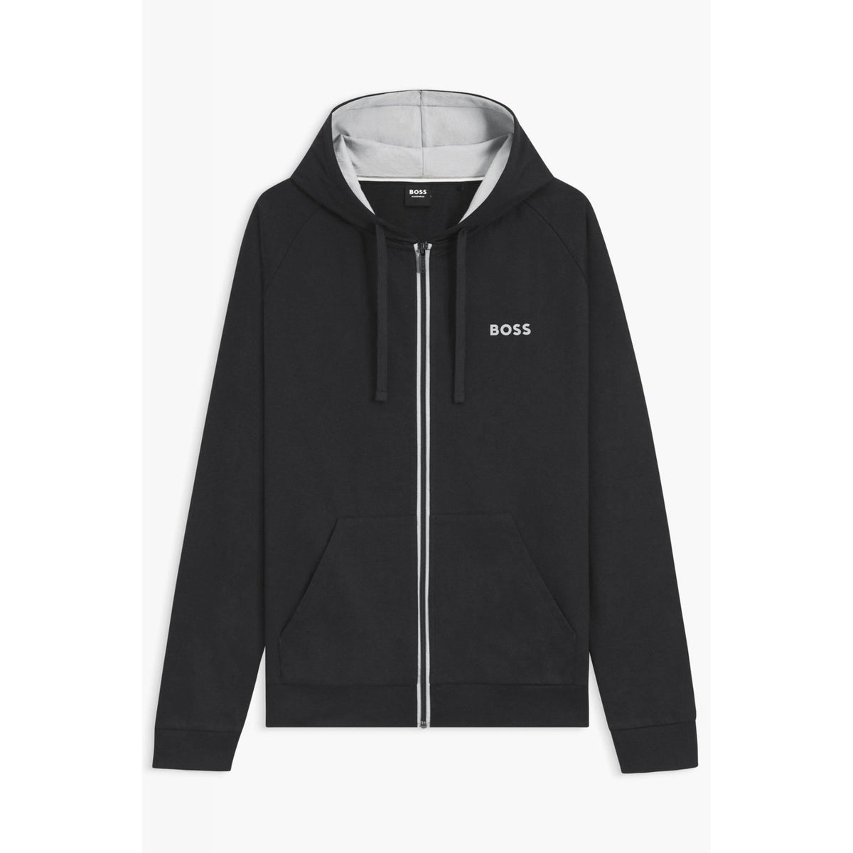Hugo Boss | 50545573 Authentic Cotton Lightweight Stripe Full Zip Hood Track Top - Black