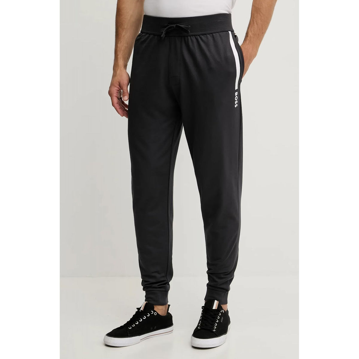 Boss 50545565 Authentic Cotton Lightweight Stripe Jogger - Black