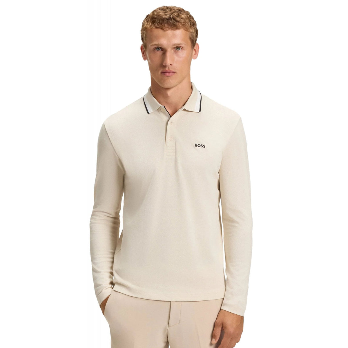 Hugo Boss | 50536609 Plisy Cotton Pique Long Sleeve Polo Top