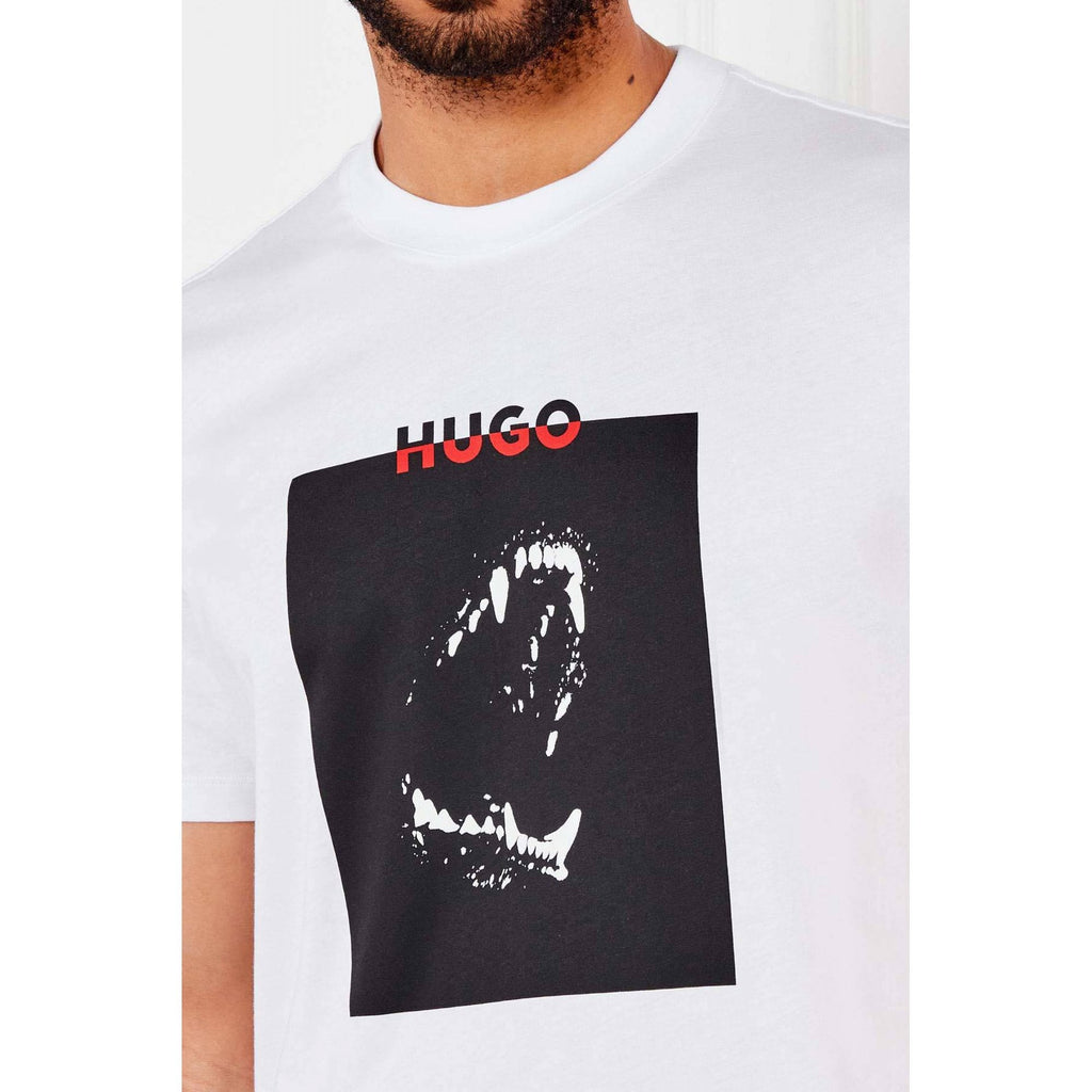 Hugo Boss 50542734 Doberman Artwork Print Half Sleeve T-Shirt - White