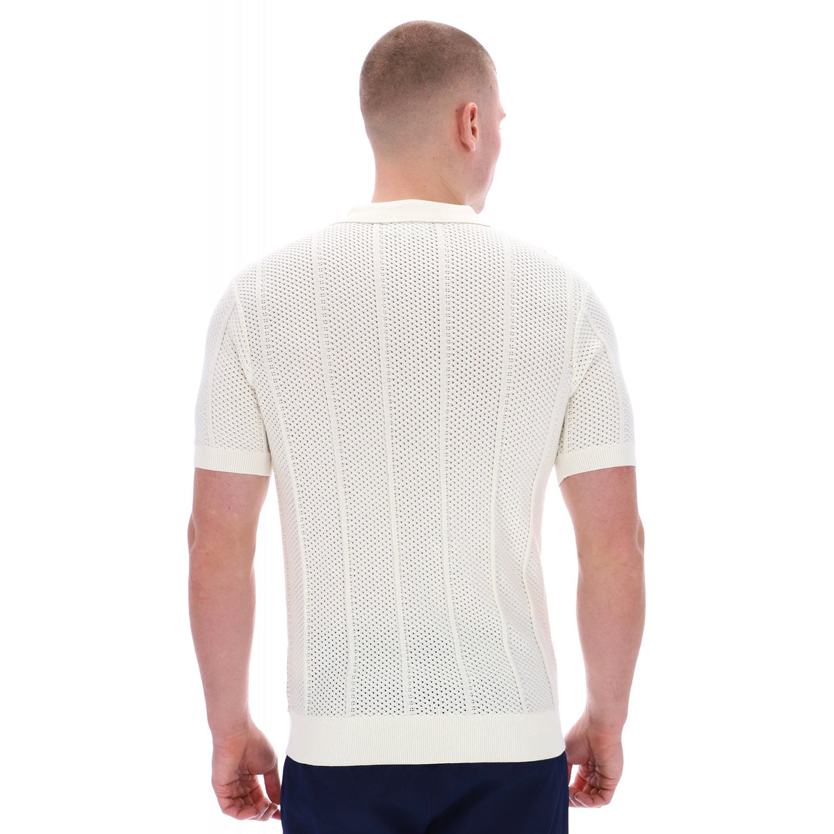 Sergio Tacchini | Montell Knit Cotton Contrast Colour Stripe Button-Down Polo T-Shirt - Ecru