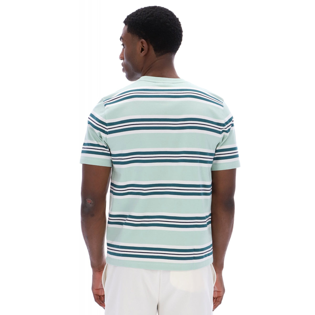 Fila Cesare MH006 Yarn Dye Contrast Stripe Half Sleeve T-Shirt - Mint Surf Spray