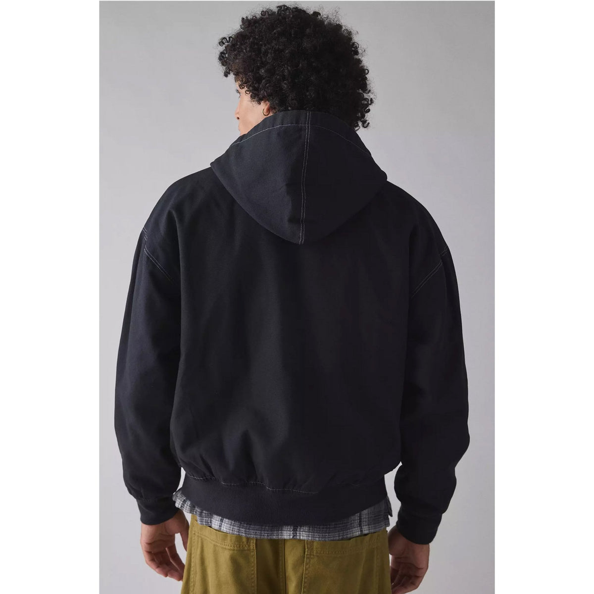 Timberland TB0A6HNY Washed-Duck Canvas Full Zip Hood Overshirt Jacket - Black