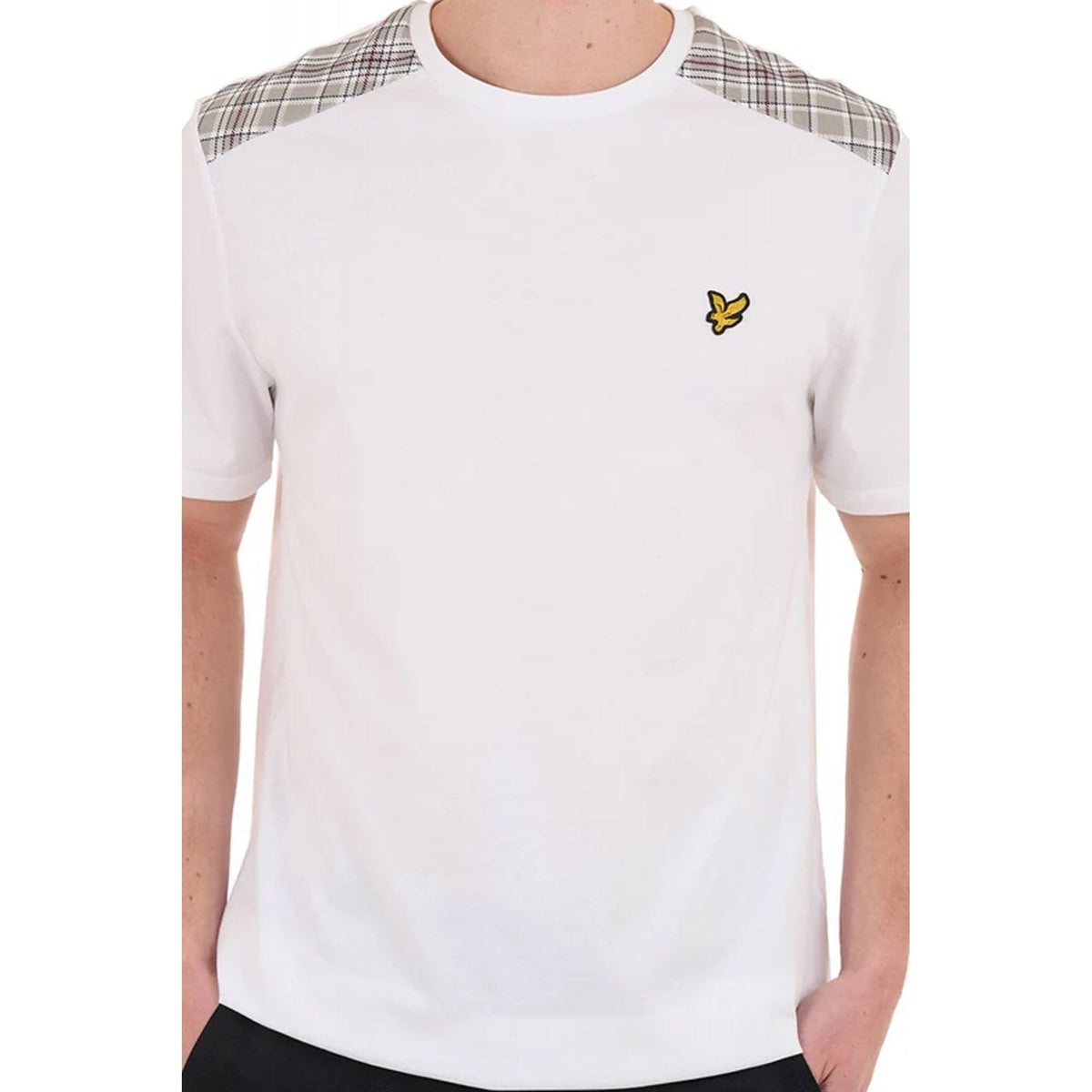 Lyle & Scott TS2460V Contrast Check Shoulder Panel Cotton Half Sleeve T-Shirt
