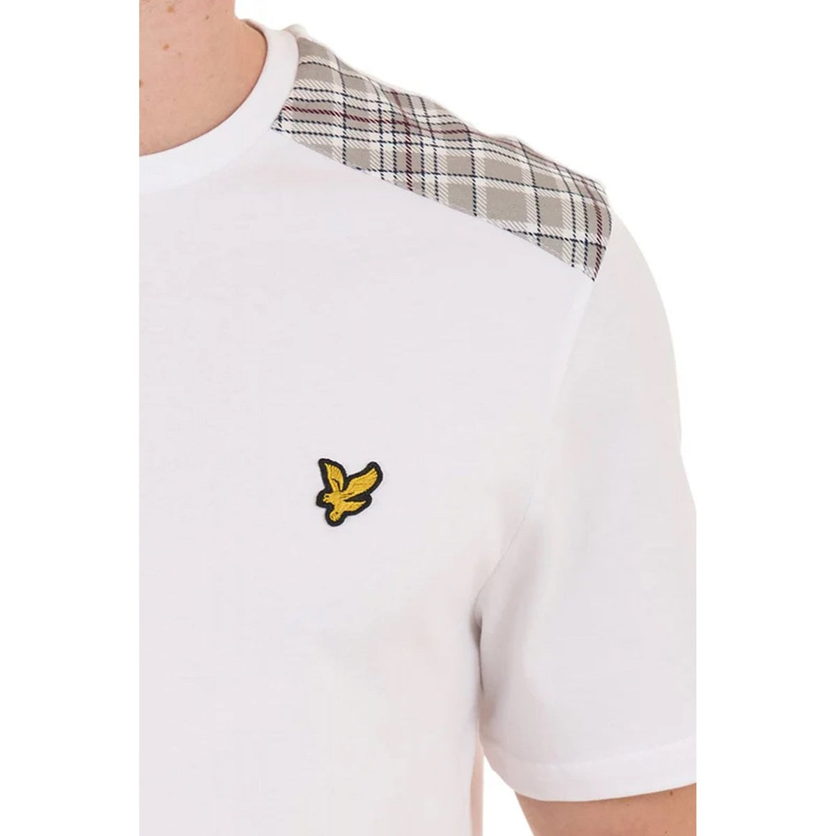 Lyle & Scott TS2460V Contrast Check Shoulder Panel Cotton Half Sleeve T-Shirt