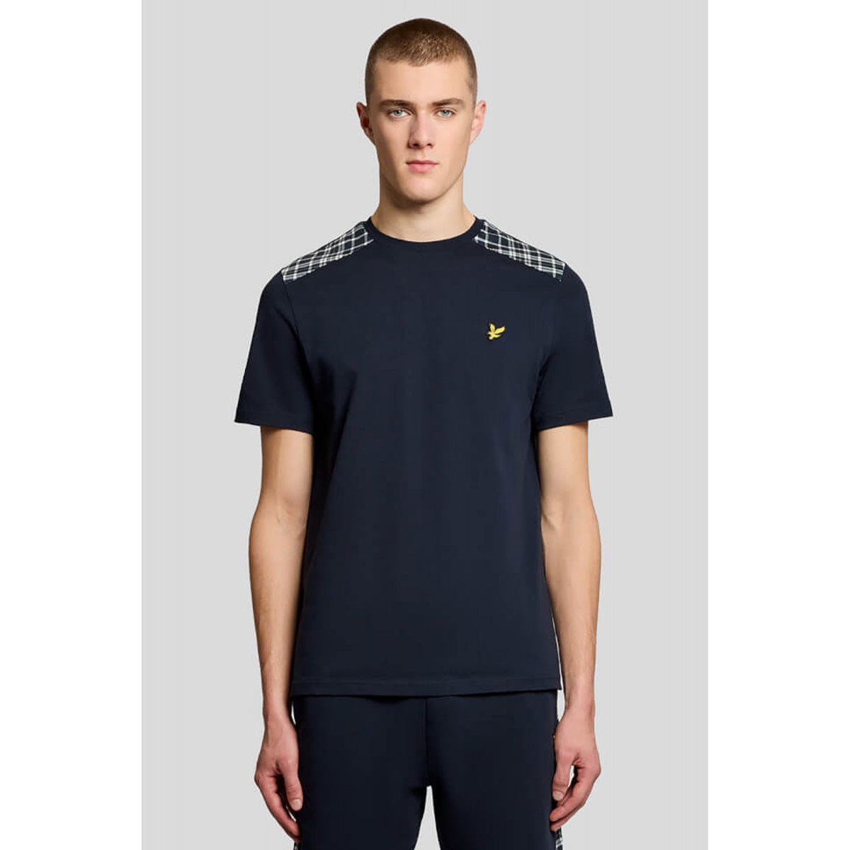 Lyle & Scott TS2460V Contrast Check Shoulder Panel Cotton Half Sleeve T-Shirt