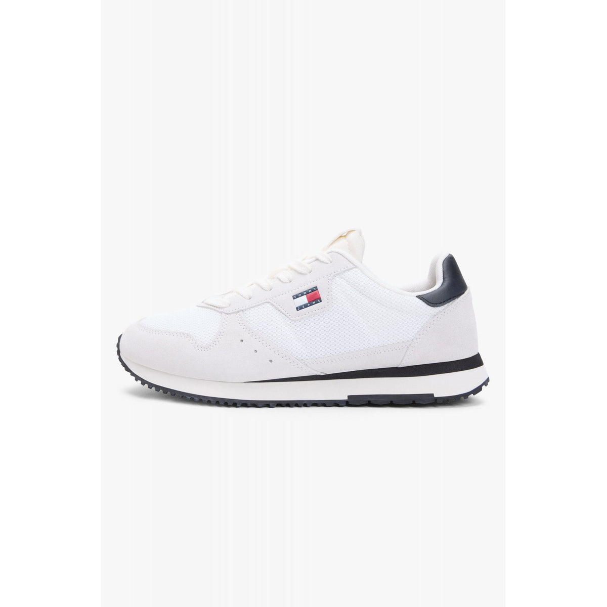 Tommy Jeans | EM01690 Eva Mixed Texture Fabric Leather Runner Style Trainer - White