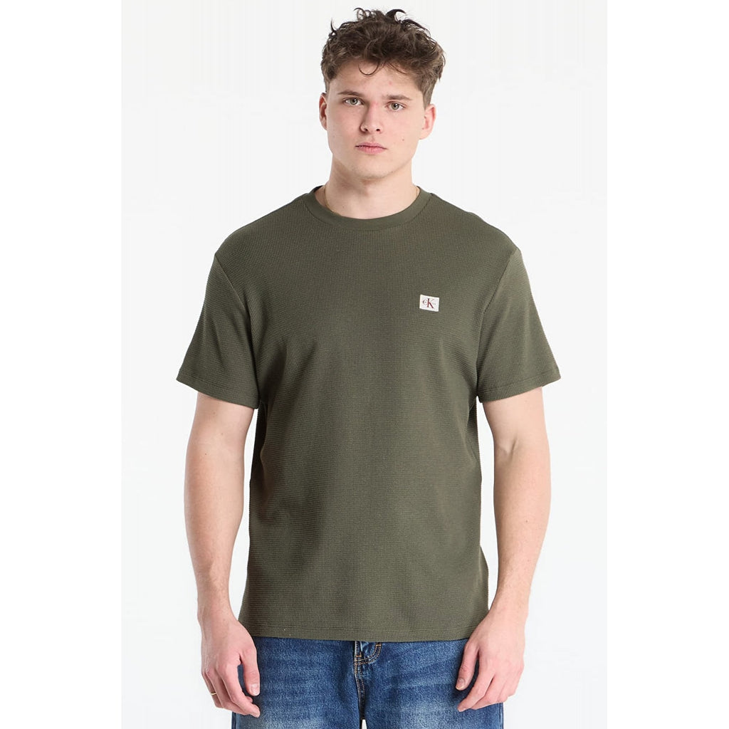 Calvin Klein Jeans | LV04RD008G Textured Waffle Woven Badge Logo Half-Sleeve T-Shirt