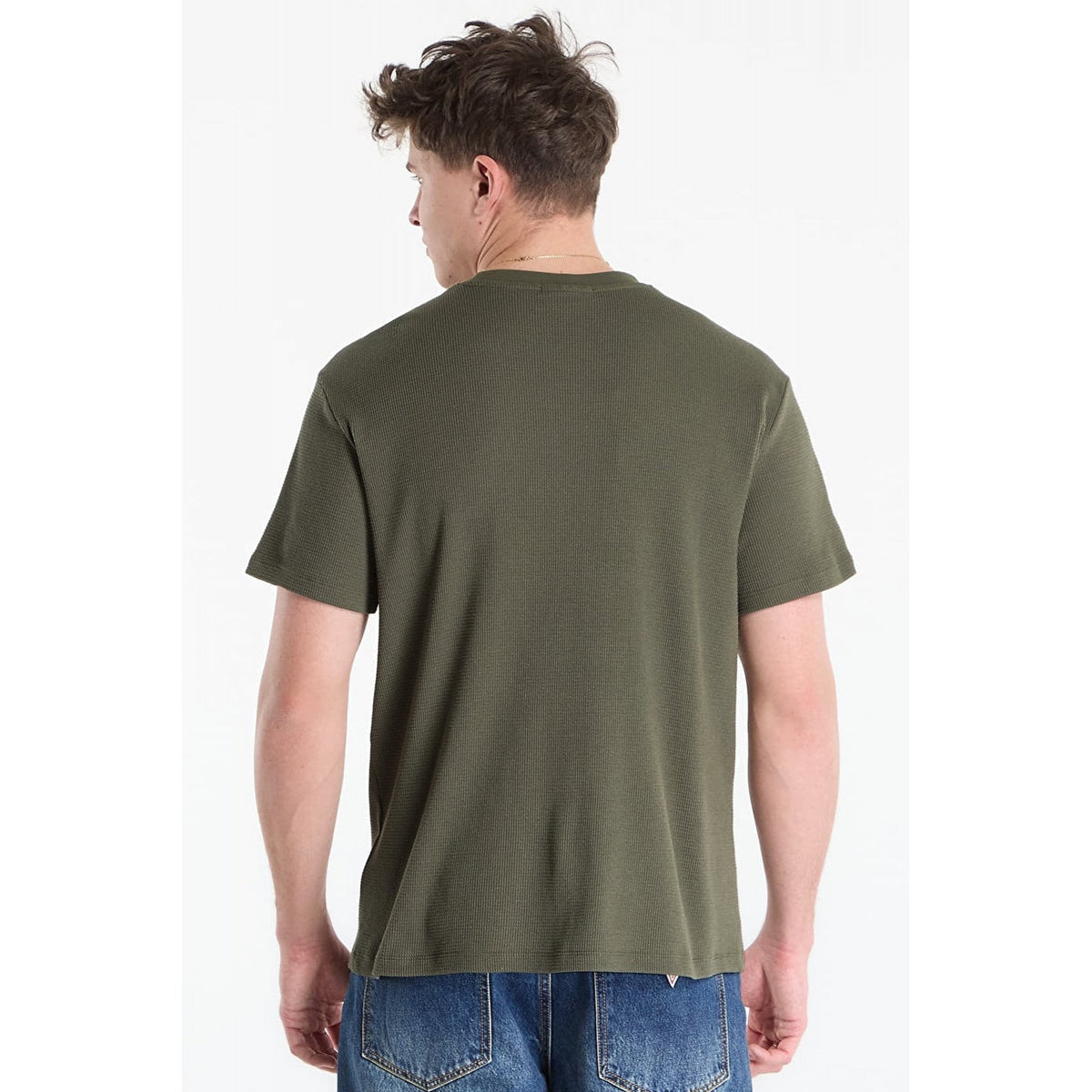 Calvin Klein Jeans | LV04RD008G Textured Waffle Woven Badge Logo Half-Sleeve T-Shirt