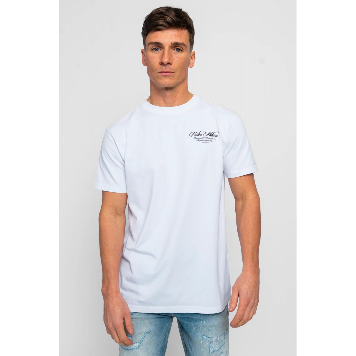 Valere Milano | Tanaro VM-322 Digital Fountain Flower Accents Graphic Print Half Sleeve T-Shirt