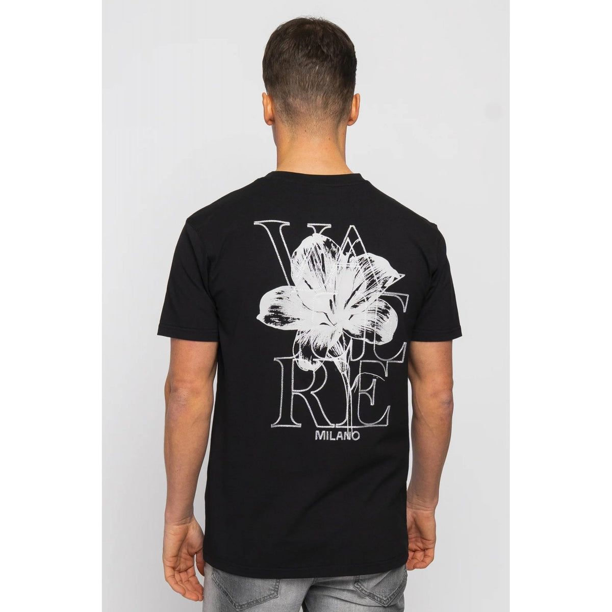 Valere Milano | Capanne VM-323 Single Plain Flower Digital Graphic Print Half Sleeve T-Shirt