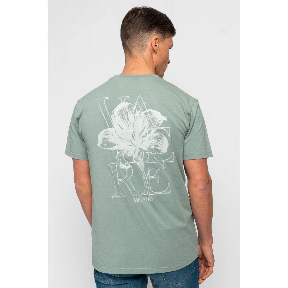 Valere Milano | Capanne VM-323 Single Plain Flower Digital Graphic Print Half Sleeve T-Shirt