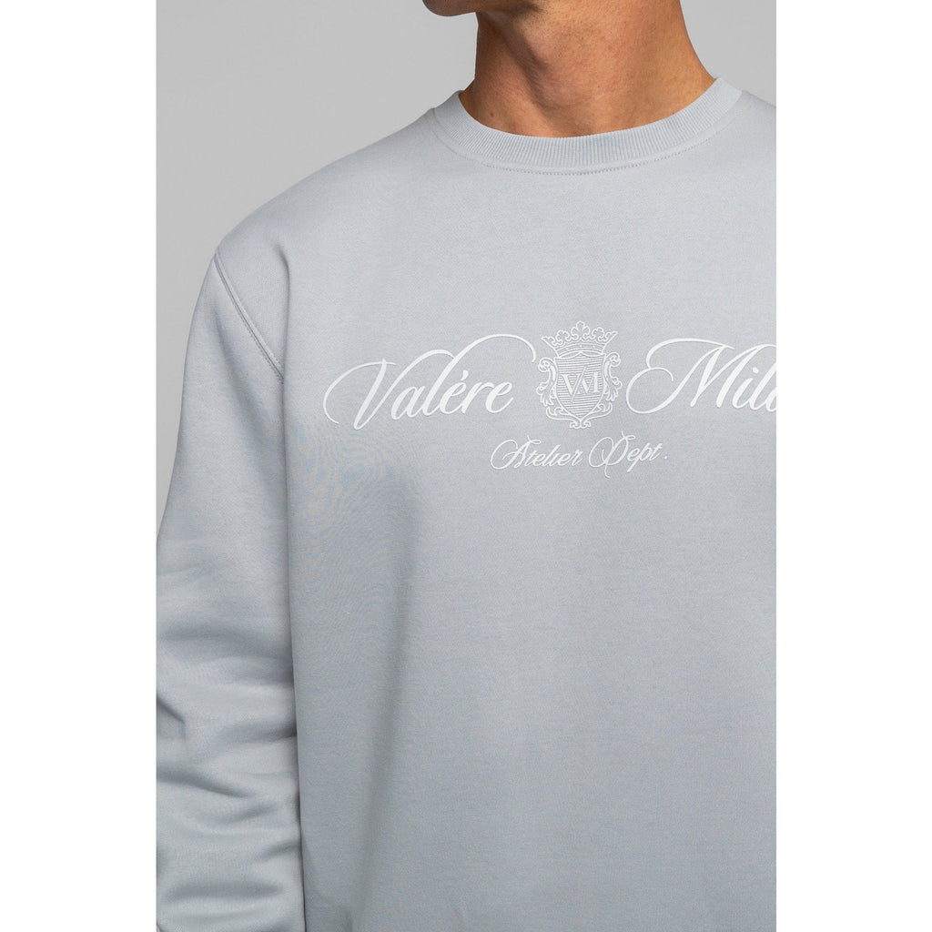 Valere Milano | Devero VM-329 Signature Script Logo Print Sweat Top - Grey