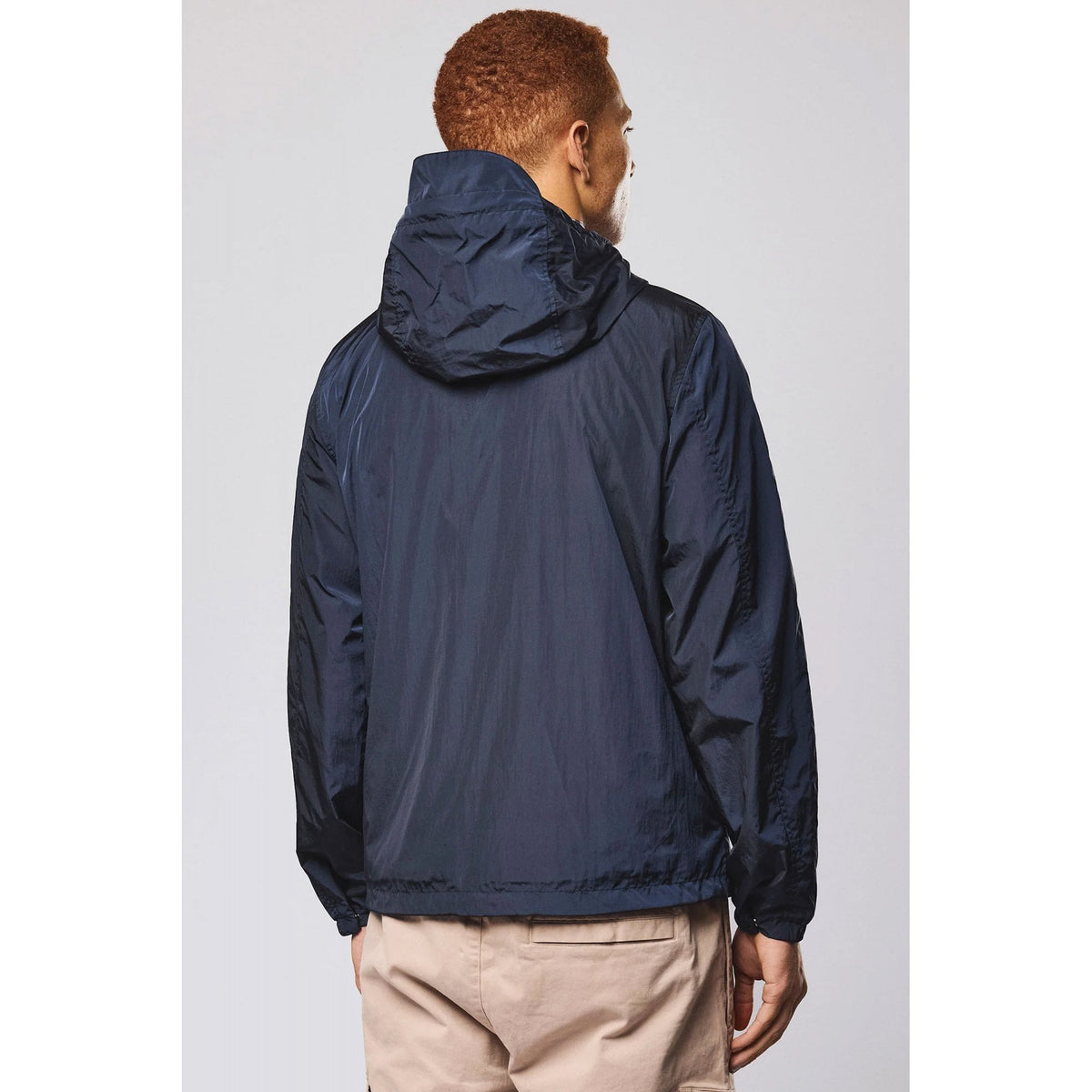 Weekend Offender JK1B20 Campania Lightweight Windbreaker Nylon Hood Overshirt Jacket - Navy