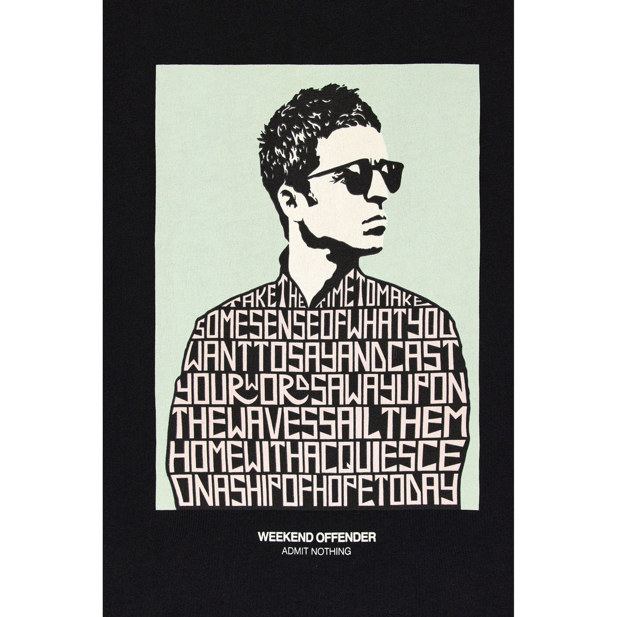 Weekend Offender PT1B08 Camden 'Liam Gallagher' Lyrics Graphic Print Half Sleeve T-Shirt