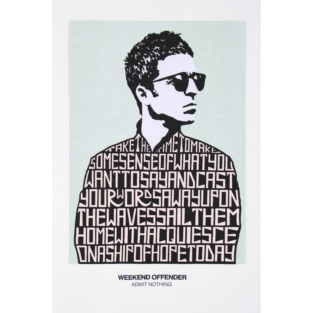 Weekend Offender PT1B08 Camden 'Liam Gallagher' Lyrics Graphic Print Half Sleeve T-Shirt