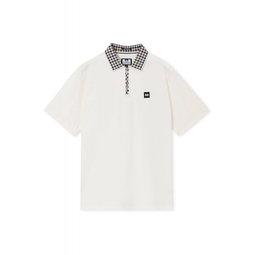 Weekend Offender PO1B03 Tipasa 1/4 Zip Contrast Check Detail Pique Polo Half Sleeve T-Shirt
