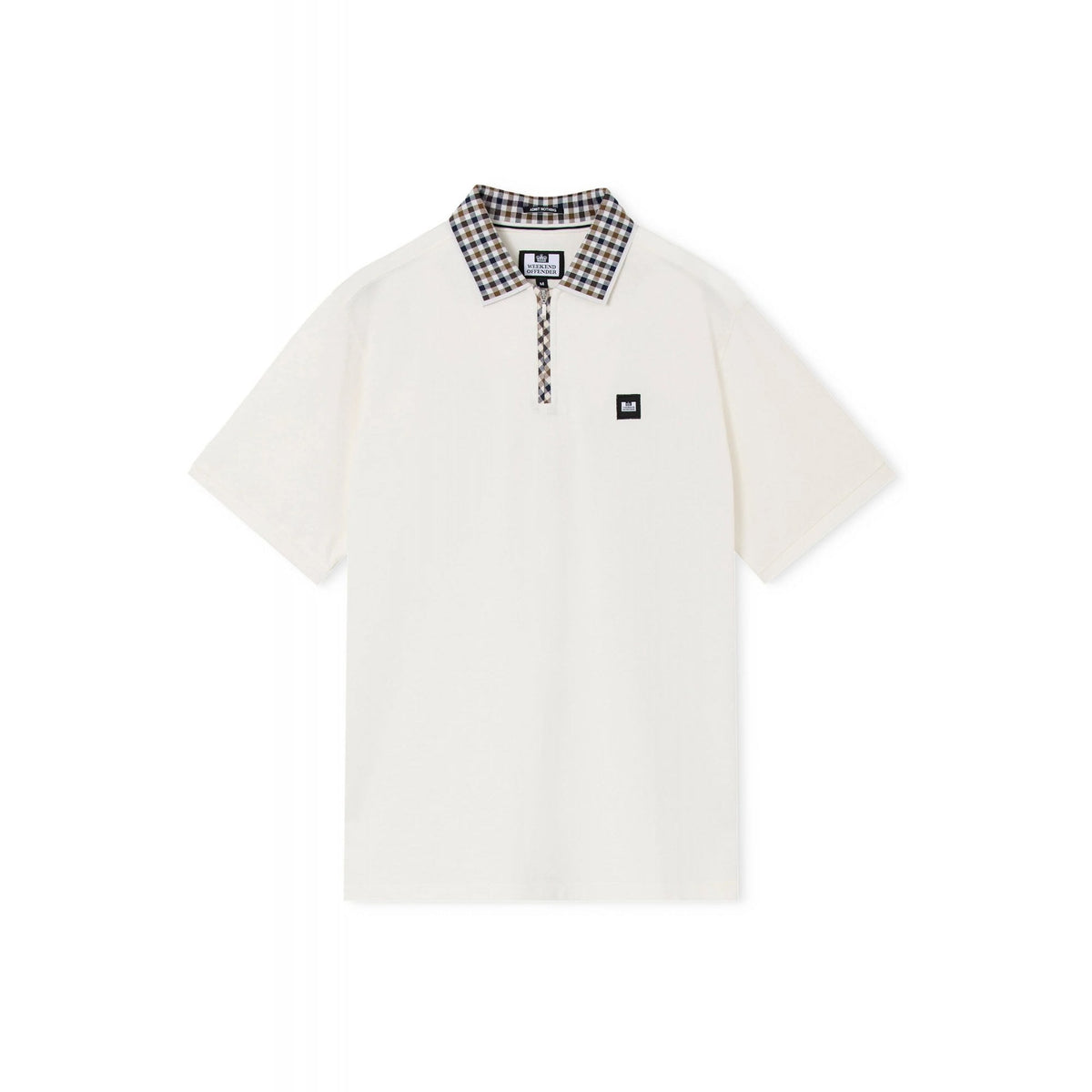 Weekend Offender PO1B03 Tipasa 1/4 Zip Contrast Check Detail Pique Polo Half Sleeve T-Shirt