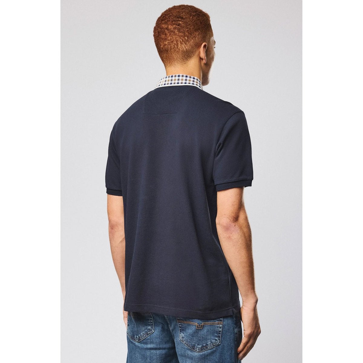 Weekend Offender PO1B03 Tipasa 1/4 Zip Contrast Check Detail Pique Polo Half Sleeve T-Shirt