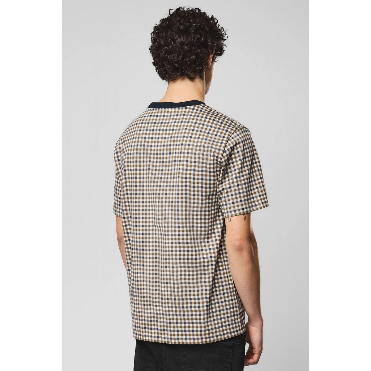 Weekend Offender TS1B09 Trimmer Ringer Crew All-Over Mid-House Check Half Sleeve T-Shirt