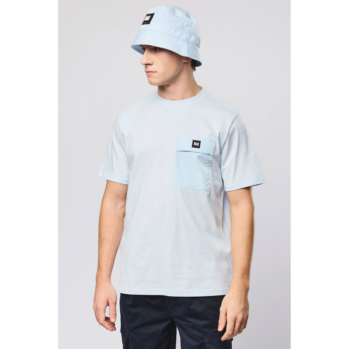Weekend Offender TS1B17 Stiniva Contrast Parachute Nylon Pocket T-Shirt - Sky Blue