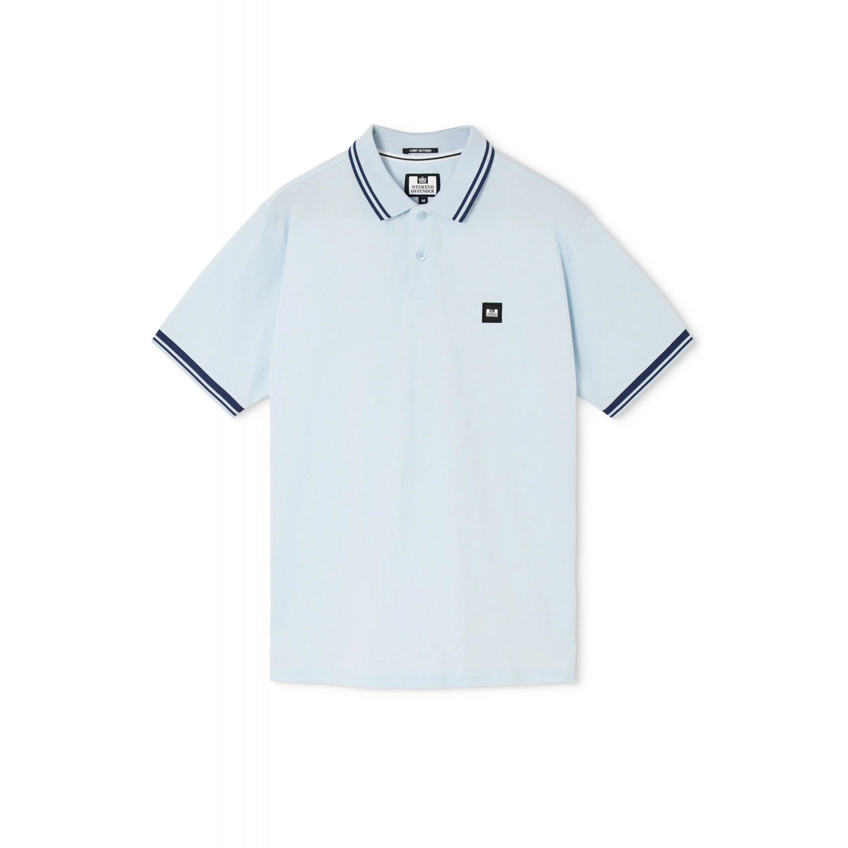 Weekend Offender PO1B09 Levanto Contrast Stripe Tipping Pique Polo Half Sleeve T-Shirt - Sky
