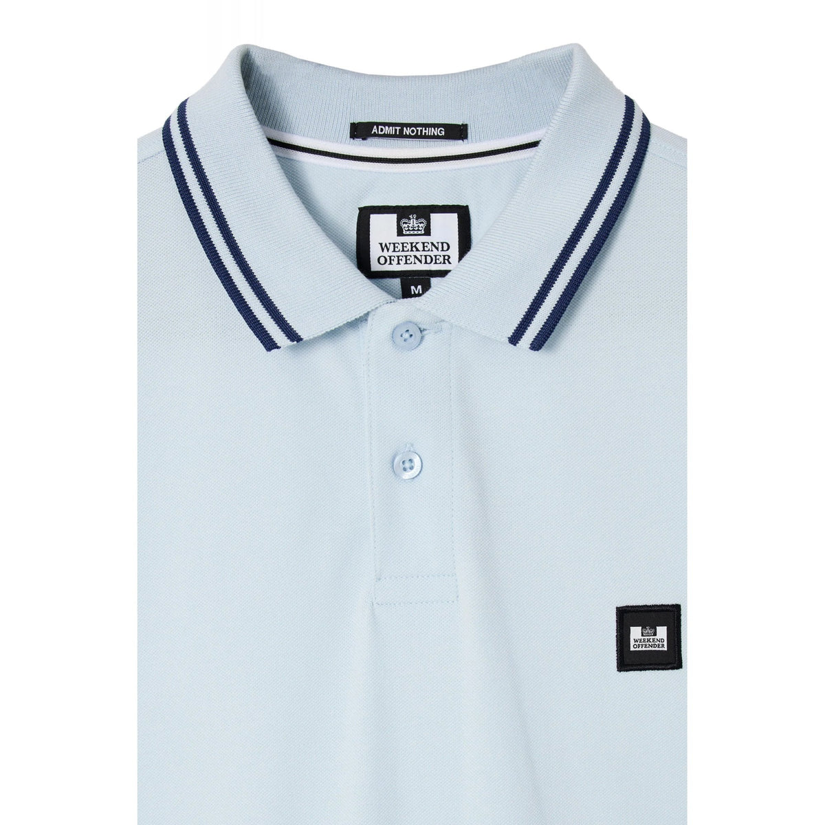 Weekend Offender PO1B09 Levanto Contrast Stripe Tipping Pique Polo Half Sleeve T-Shirt - Sky
