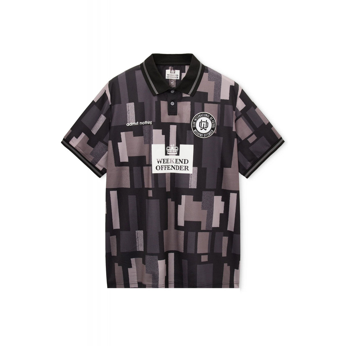 Weekend Offender FS1B11 Kiffan Football Geometric Pattern Tipped Collar Polo T-Shirt - Black