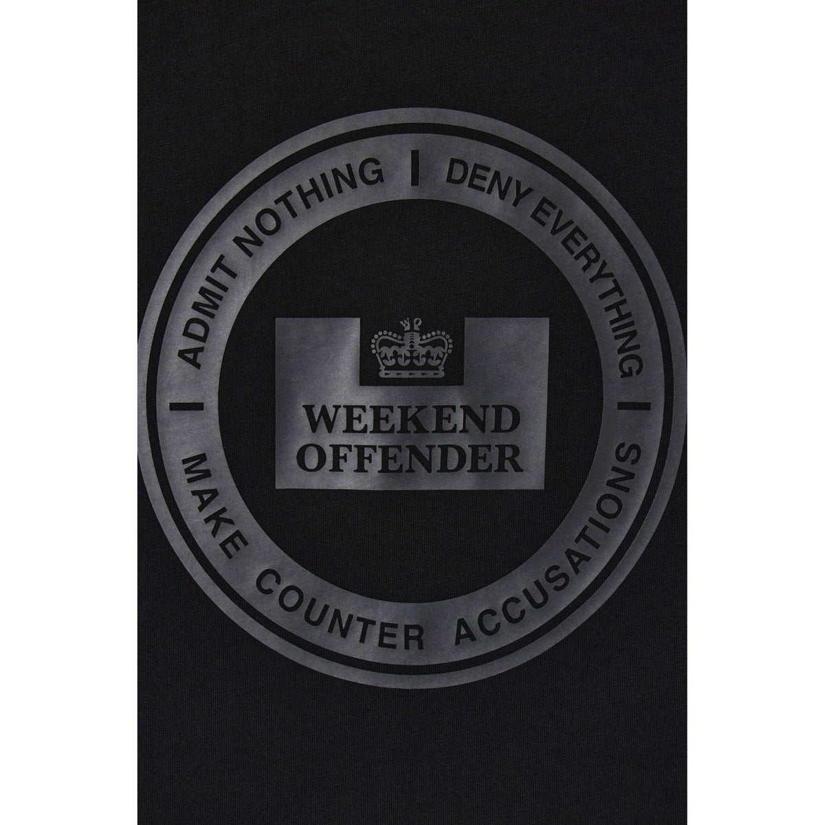 Weekend Offender PT1B28 Deny Classic Seal-Style Prison Logo Graphic T-Shirt - Black